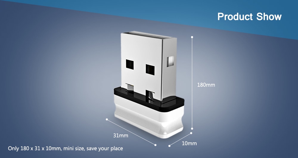 Comfast WU810N 150Mbps USB Wireless WiFi Network Card Adapter- White