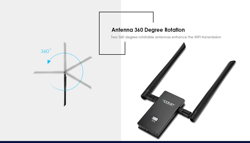 EDUP 1200Mbps Dual Band Wireless USB WiFi Adapter- Black