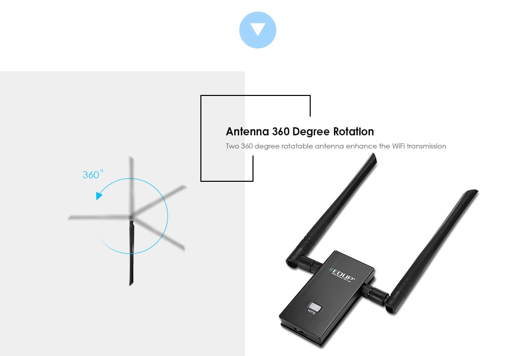 EDUP 1200Mbps Dual Band Wireless USB WiFi Adapter- Black