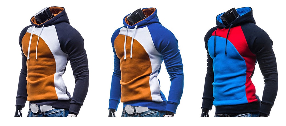 Raglan Long Sleeve Hoodie for Men- Multi-B M