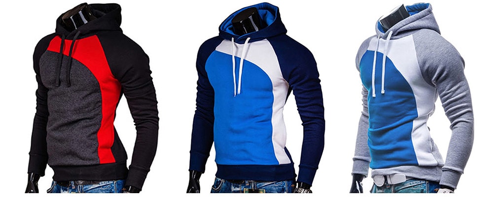 Raglan Long Sleeve Hoodie for Men- Multi-B M