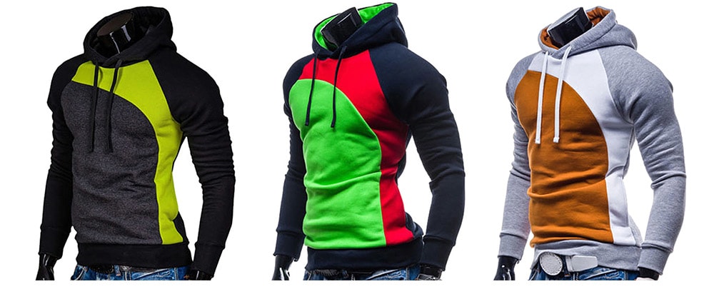 Raglan Long Sleeve Hoodie for Men- Multi-B M