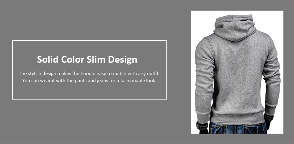 Whole Colored Drawstring Casual Hoodie- Carbon Gray L