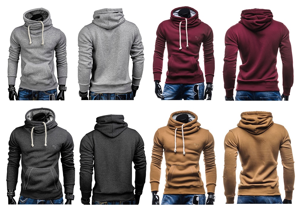 Whole Colored Drawstring Casual Hoodie- Carbon Gray L