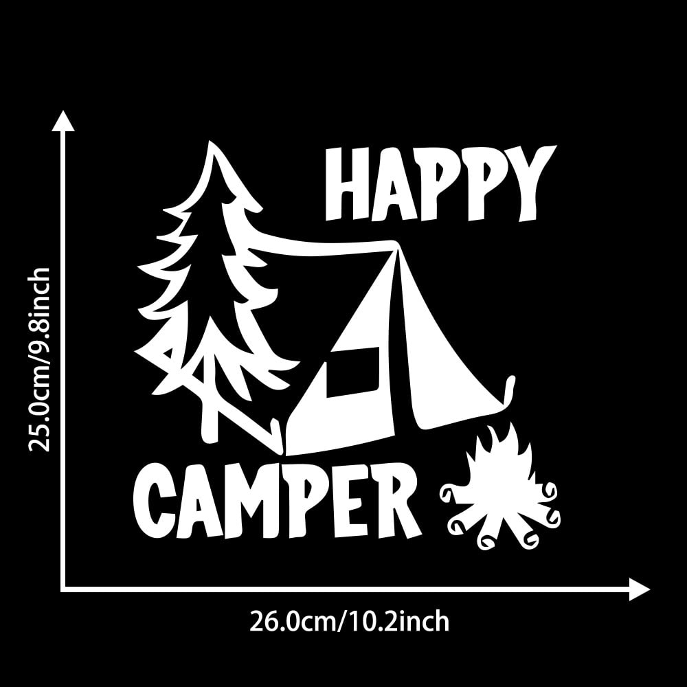 Happy Camper Creative Car Decoration Sticker Removable Decorations- White 25*26CM