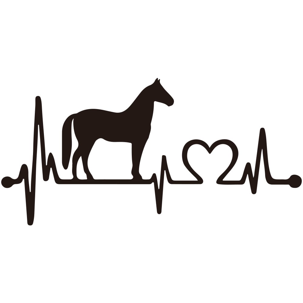 Creative pony love electrocardiogram Car Decoration Sticker Removable Decoration- Black 10*20.5cm