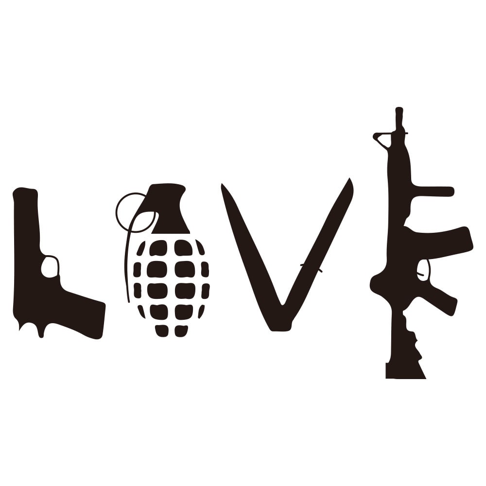 Handgun Antitank Grenade Car Decoration Sticker Removable- Black 13*22cm