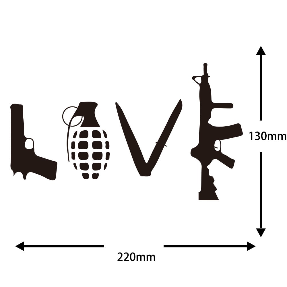 Handgun Antitank Grenade Car Decoration Sticker Removable- Black 13*22cm