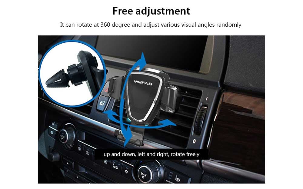 Car Gravity Navigation Bracket Phone Holder- Black Regular