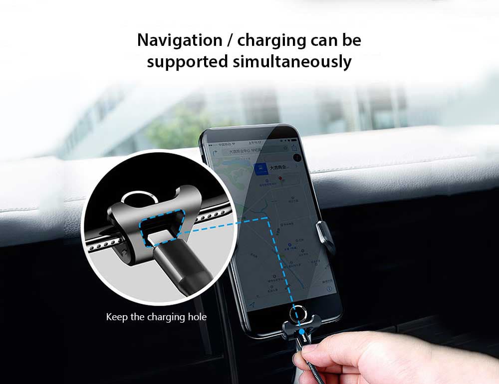 Car Gravity Navigation Bracket Phone Holder- Black Regular