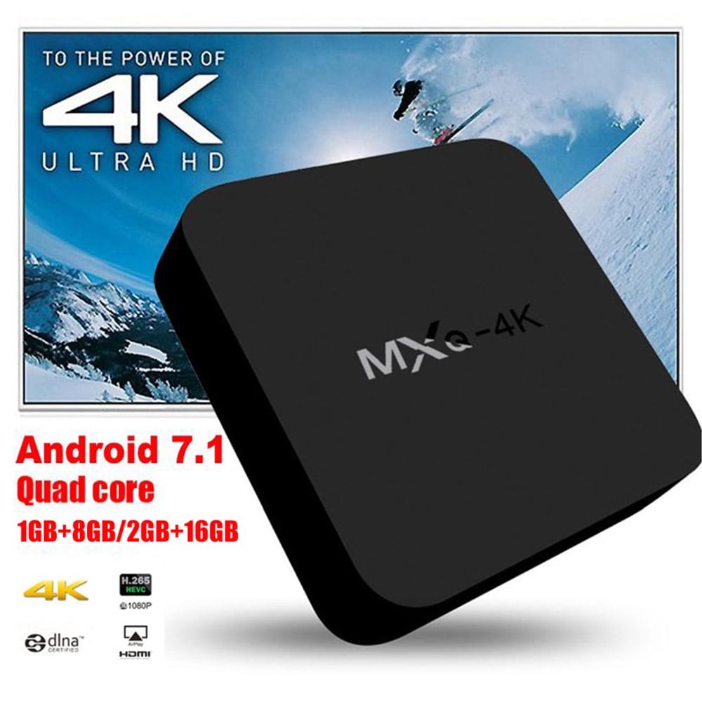 TV Box Android 7.1 Allwinner H3 2.4GHz Support 4K H.265- Black 1GB RAM+8GB ROM US Plug