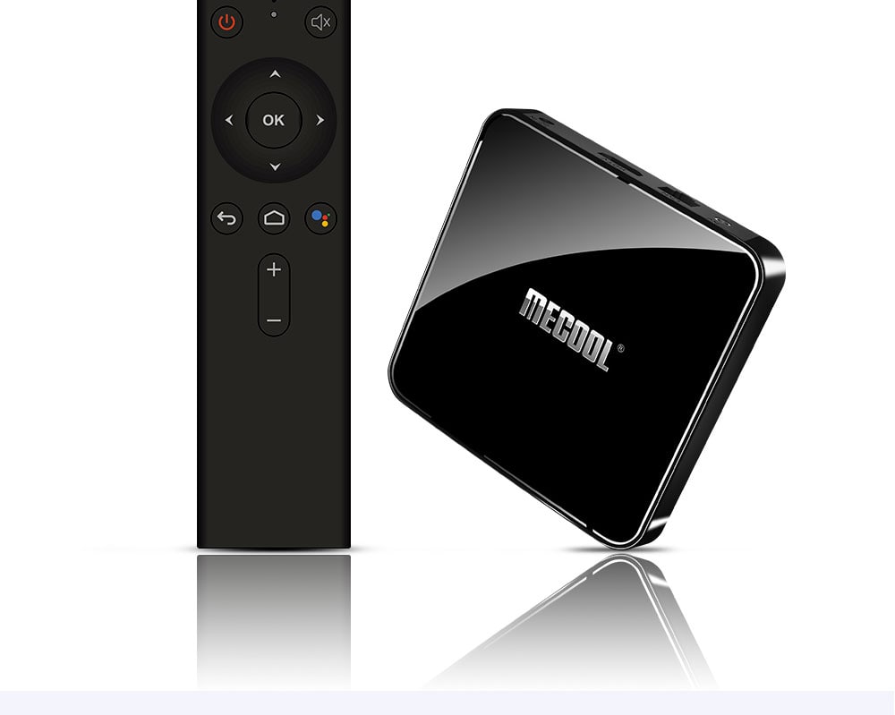 MECOOL KM3 Android 9.0 Voice Control TV Box Google Certificated Amlogic S905X2 4GB DDR4+ 64GB EMMC 2.4G + 5G WiFi Bluetooth 4.1 USB 3.0 Support 4K- Black UK Plug