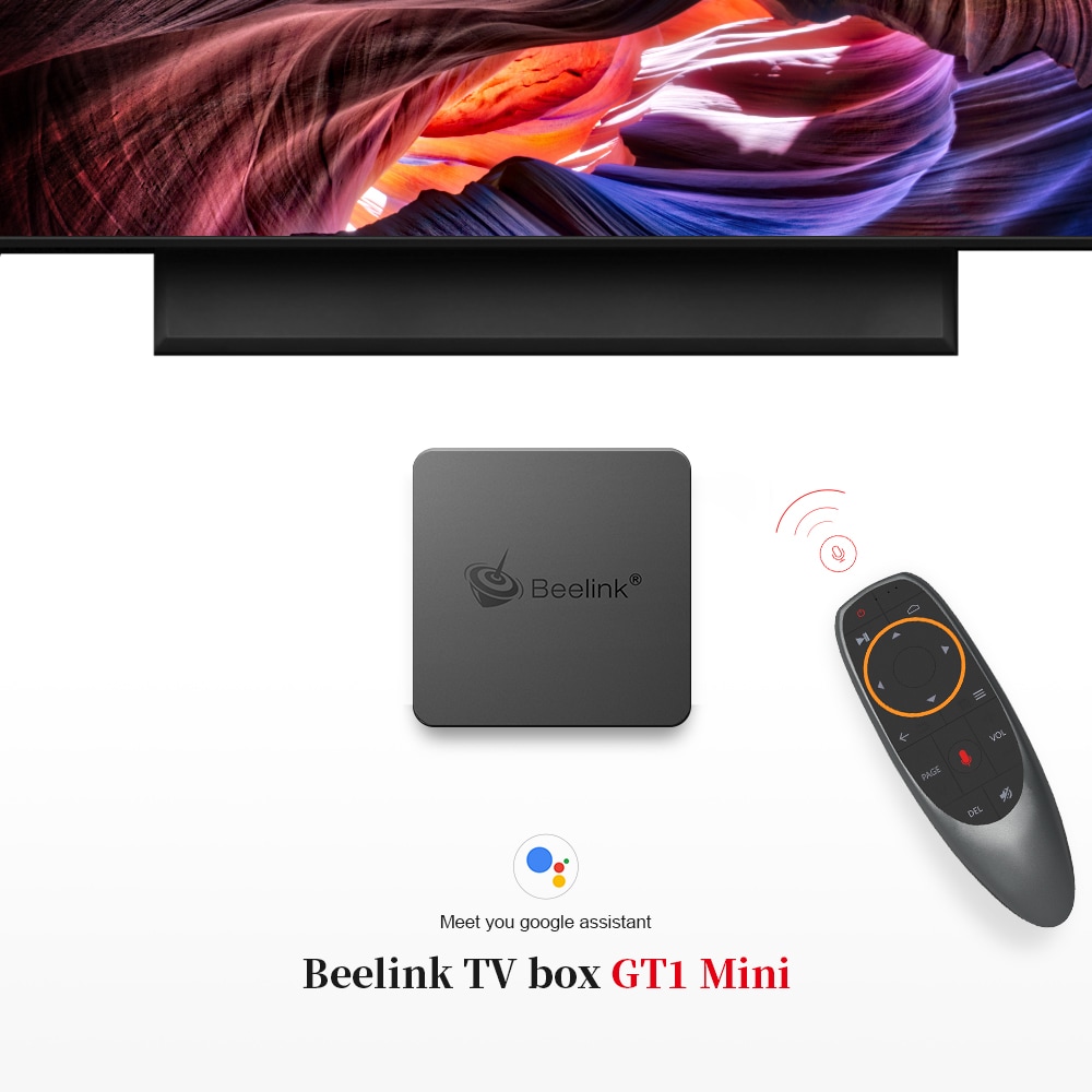 Beelink GT1 MINI TV Box with Voice Remote Amlogic S905X2 / Android 8.1 /  2.4G + 5.8G WiFi / 1000Mbps / USB3.0 / BT4.0 / Support 4K H.265- Black 2GB DDR4+32GB ROM  EU Plug