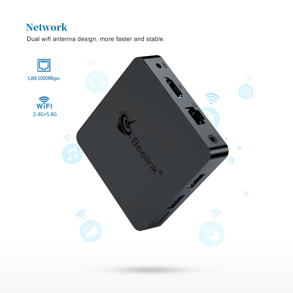 Beelink GT1 MINI TV Box with Voice Remote Amlogic S905X2 / Android 8.1 /  2.4G + 5.8G WiFi / 1000Mbps / USB3.0 / BT4.0 / Support 4K H.265- Black 2GB DDR4+32GB ROM  EU Plug