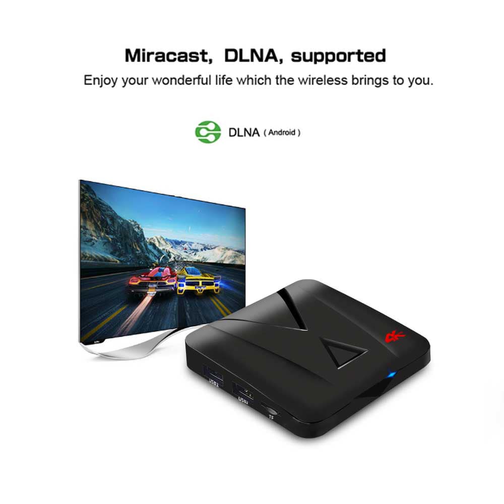  MX10 Mini TV Box Android 9.0 RK3328 2GB DDR3 + 16GB EMMC 2.4GHz WiFi Support 4K H.265- Black US Plug