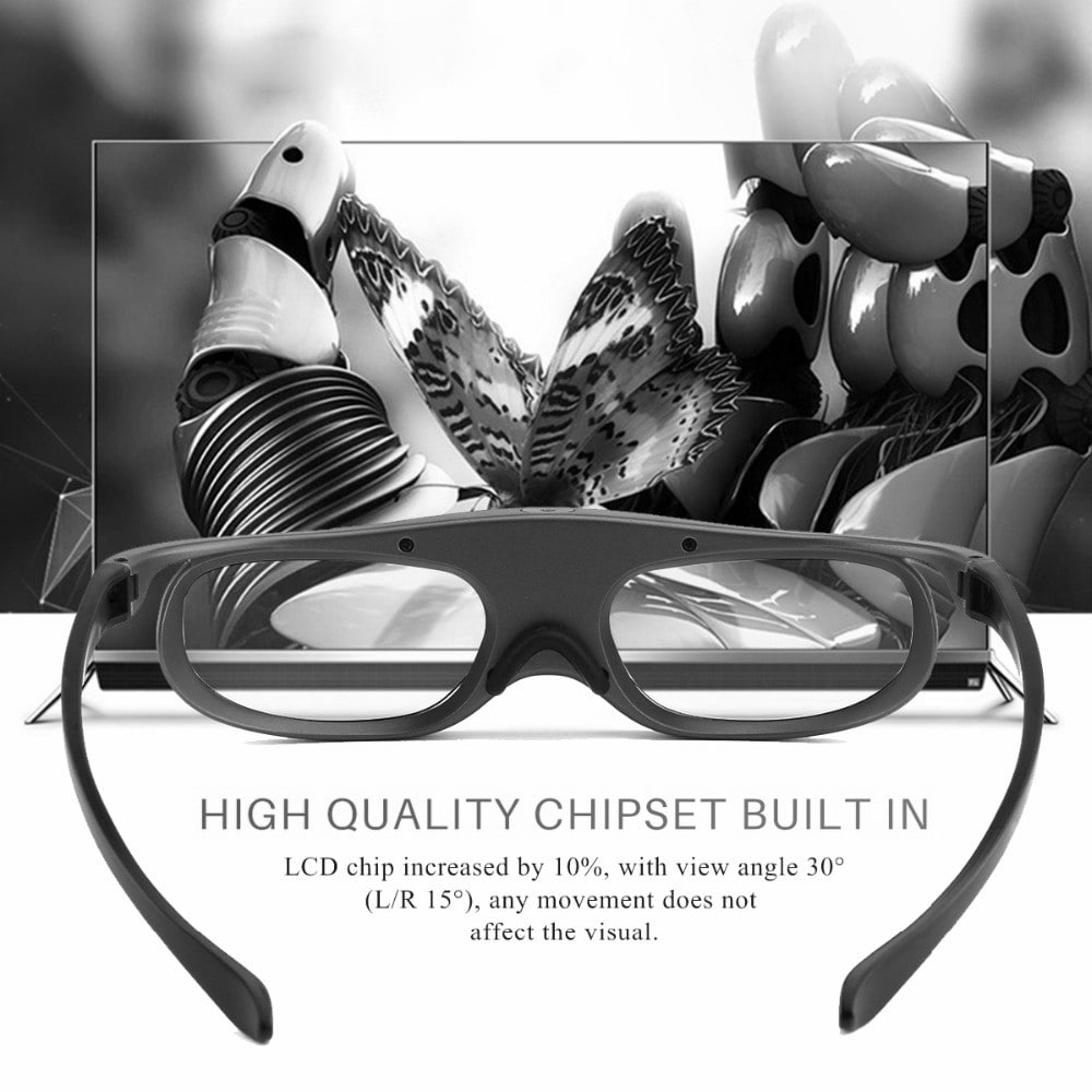 Active Shutter Rechargeable 3D DLP Glasses Support 144Hz for XGIMI Z3 / Z4 / Z6 / H1 / H2 JMGO G1 / P2 BenQ Acer DLP - LINK Projector 2PCS- Black