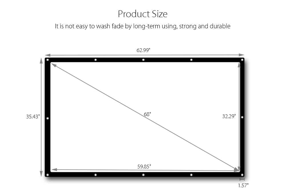 72 inch 16:9 Folding Projection Screen High Brightness- White