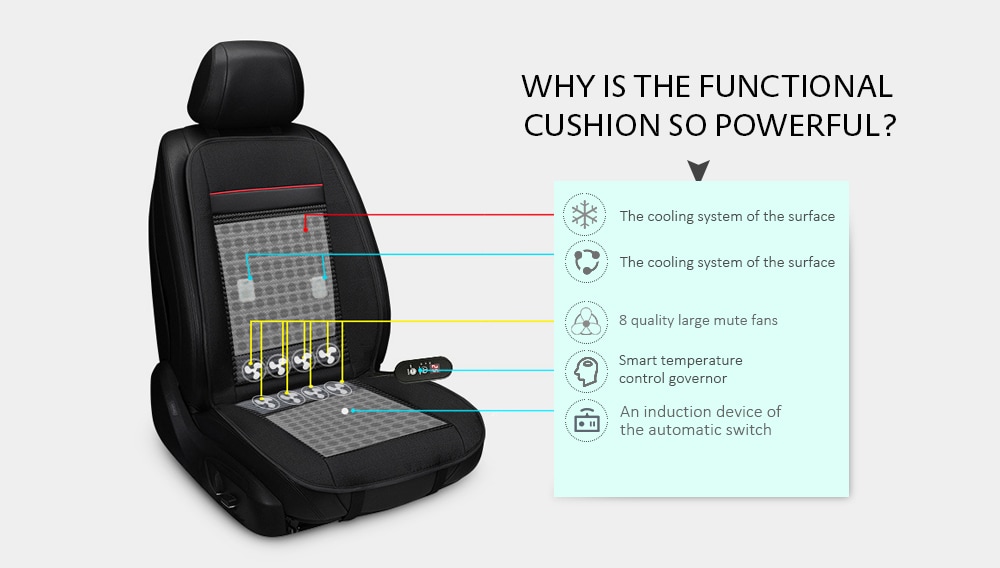 Massage Cooling Car Seat Cushion for Summer - Black