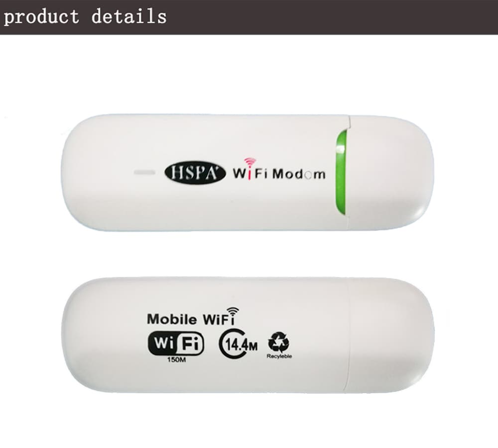 USB 3G WiFi Hotspot Wireless WCDMA Modems With SIM Card Slot- White