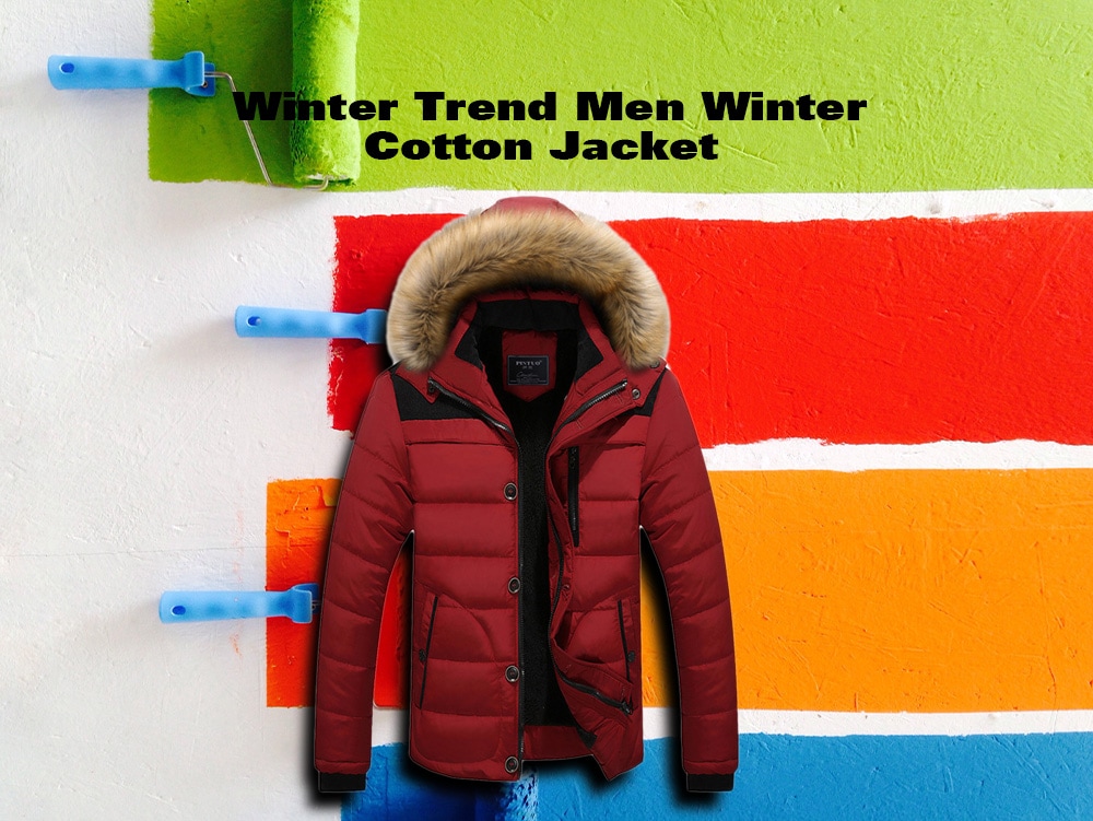 Winter Trend Men Cotton Jacket- Khaki M