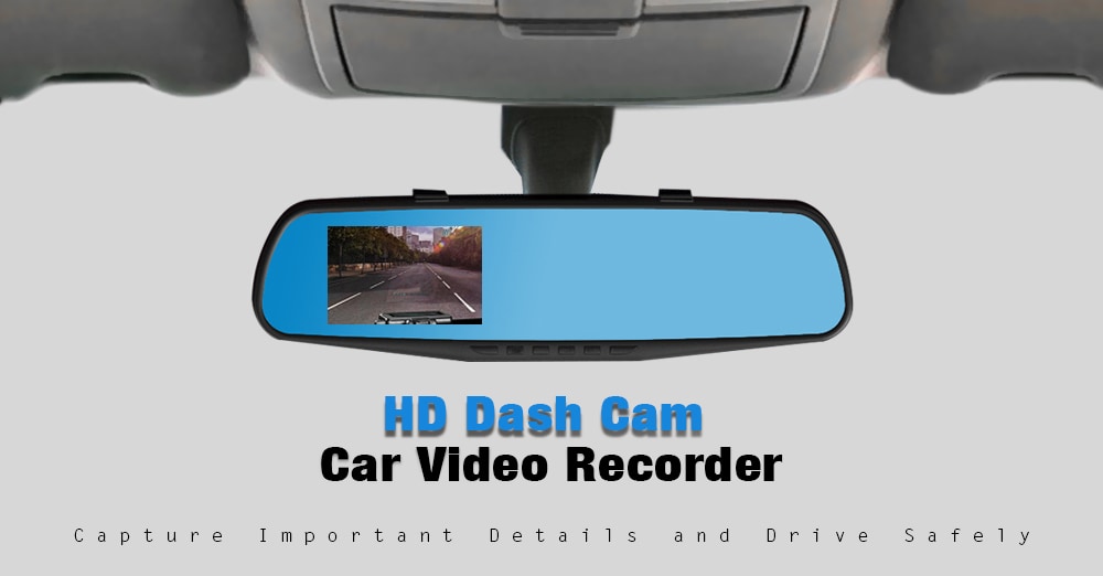 1080P HD Dash Cam Rear View Mirror Car Video Recorder 1PC- Black