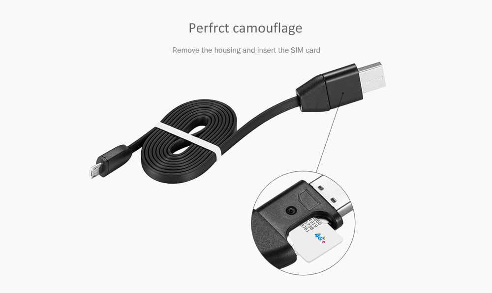 Intelligent Tracker Mini GPS Positioning USB Wire Line Fast Charging Data Cable 1M- Black