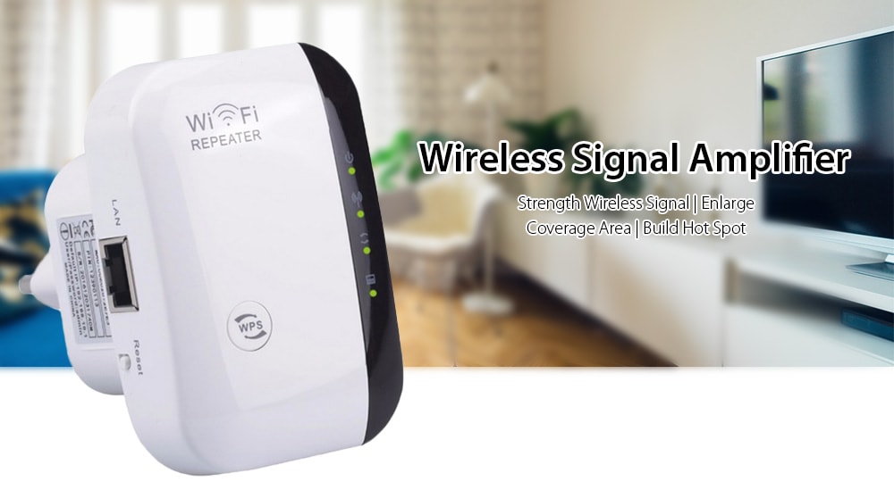 Wireless Network Repeater WiFi Signal Amplifier Router Expander 300M Enhanced Transmission - White