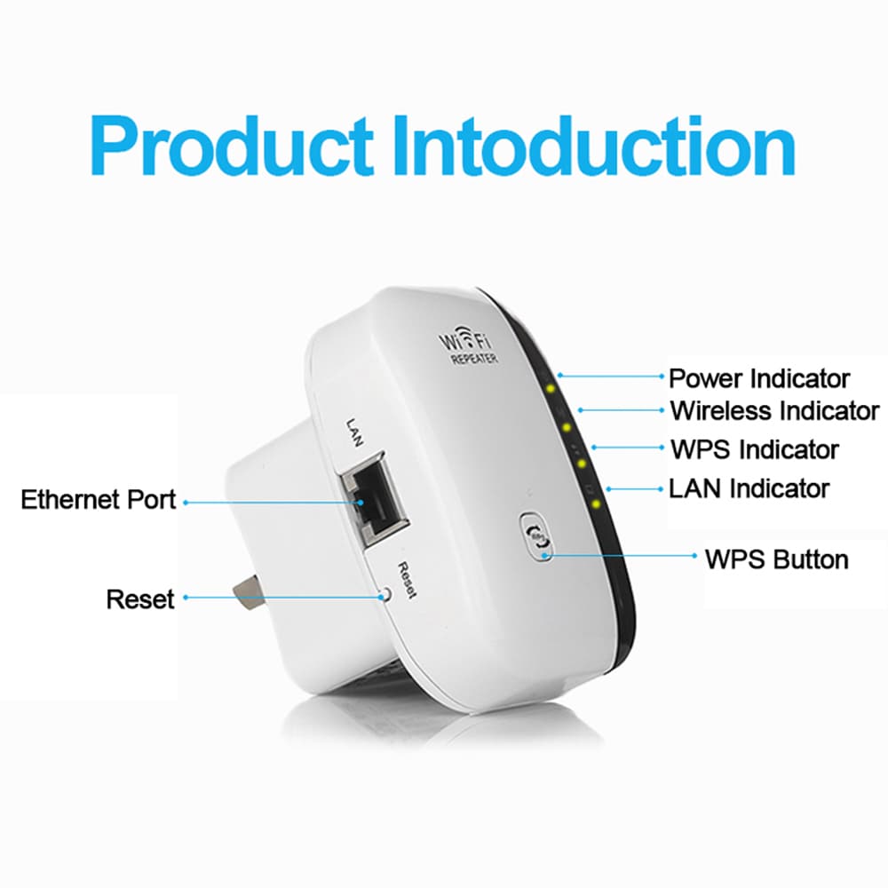 300Mbps Wireless Router WiFi Repeater Range Extender Signal Booster Amplifier- White US Plug (2-pin)