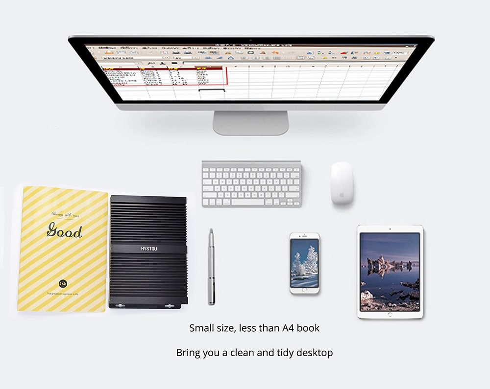 HYSTOU P04B - I7 - 4500U Fanless Mini PC Intel Core i7 4500U Intel HD Graphics 4400 / Expandable 2.5 inch HDD / 2.4G + 5G WiFi / 1000Mbps / 4 x USB3.0 / BT4.0- Black Barebone