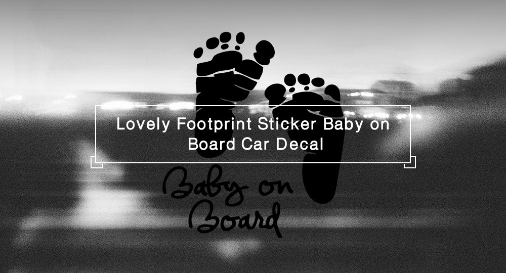 Lovely Footprint Sticker Baby on Board Car  Decal for Automobile Decoration - Black