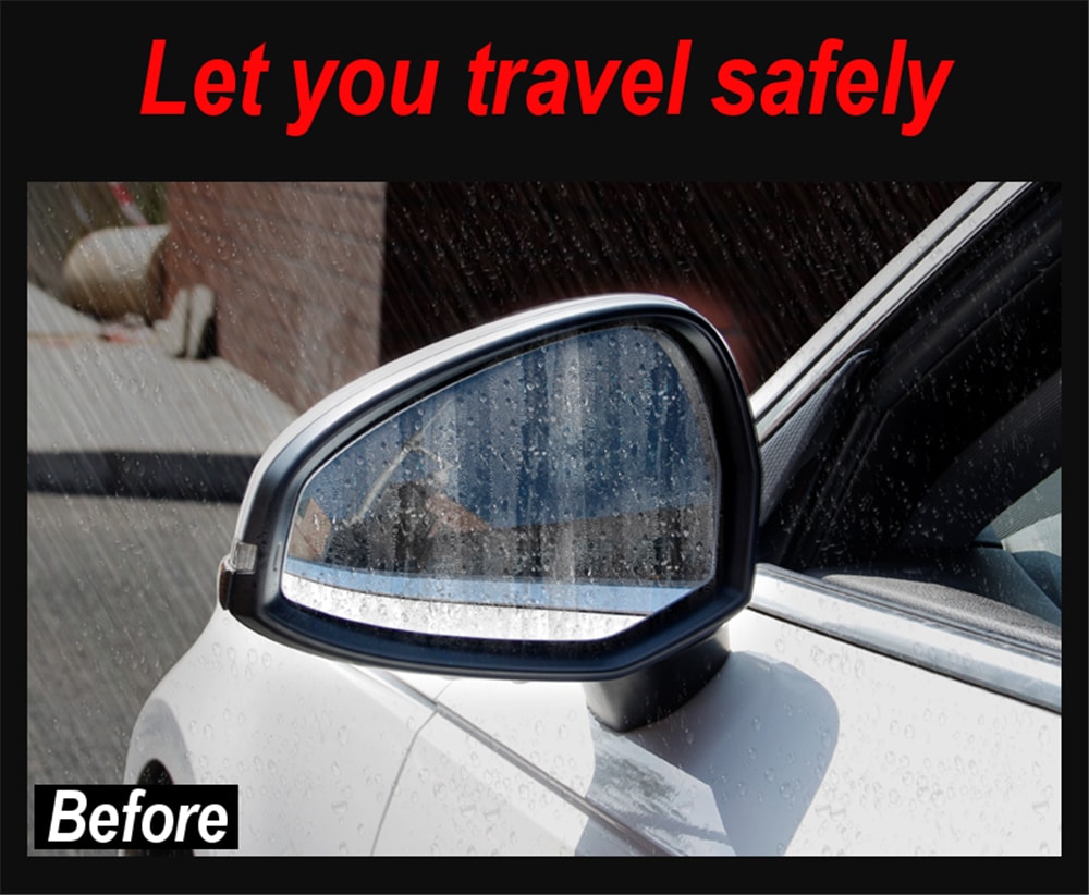 2Pcs Car Anti Fog Rainproof Rear View Mirror Window Protective Film  Nano Coating- Transparent