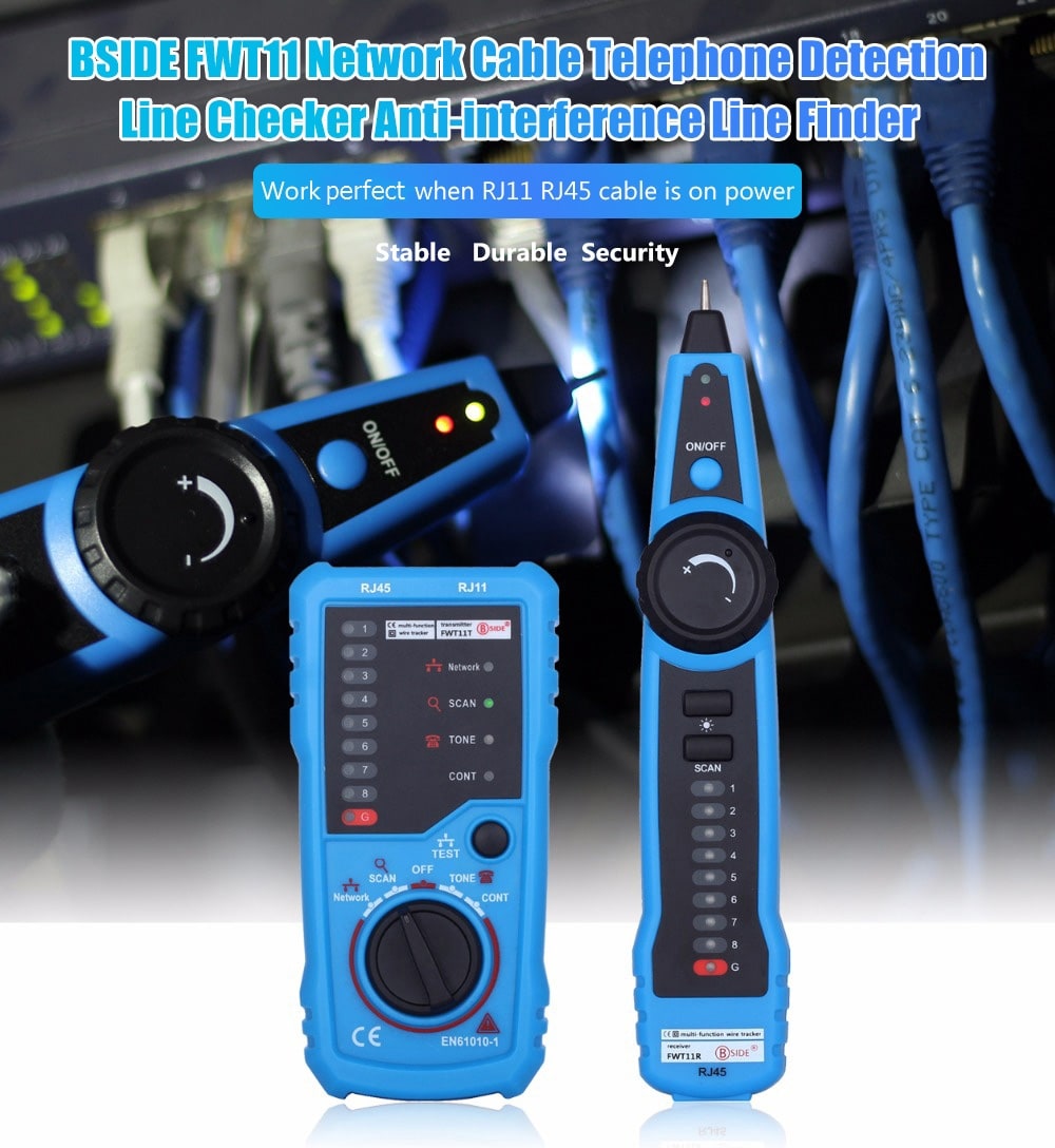 BSIDE FWT11 Network Cable Telephone Detection Wire Checker Anti-interference Line Finder- Deep Sky Blue