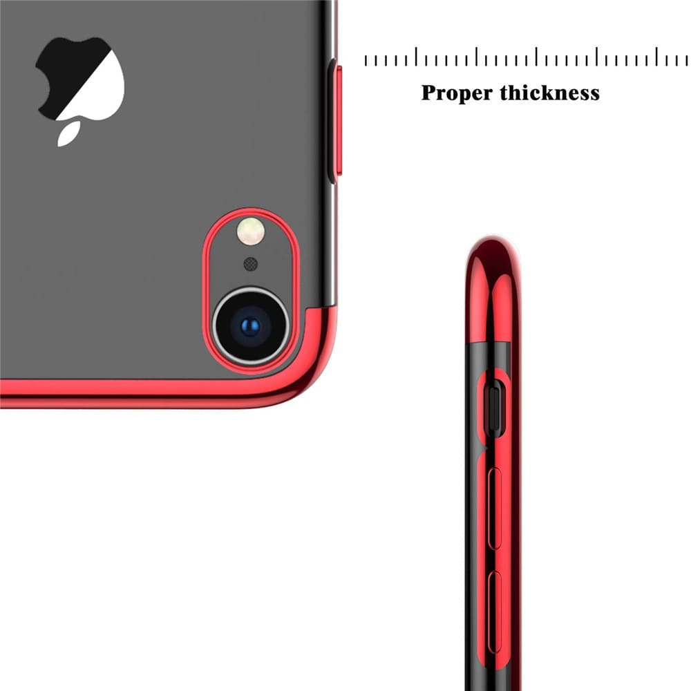 Slim Shock Clear TPU Plating Case Cover for iPhone XR- Red