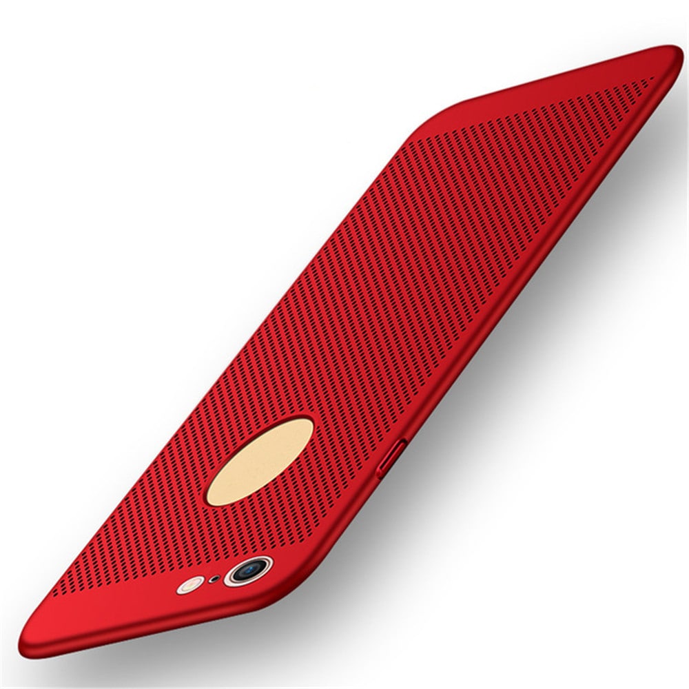 Ultra-thin Heat Dissipation Ventilation Mesh Grid Hard PC Cover Case for Iphone 8/7- Red