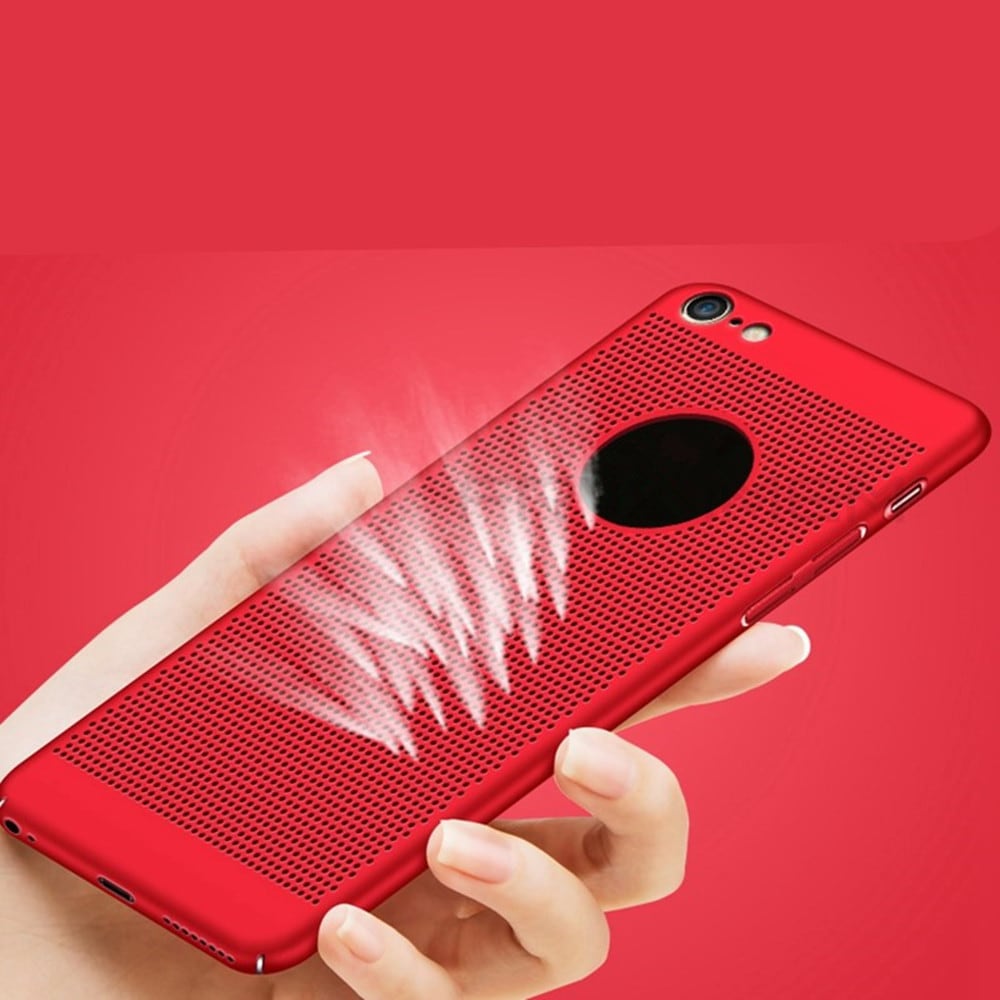 Ultra-thin Heat Dissipation Ventilation Mesh Grid Hard PC Cover Case for Iphone 8/7- Red