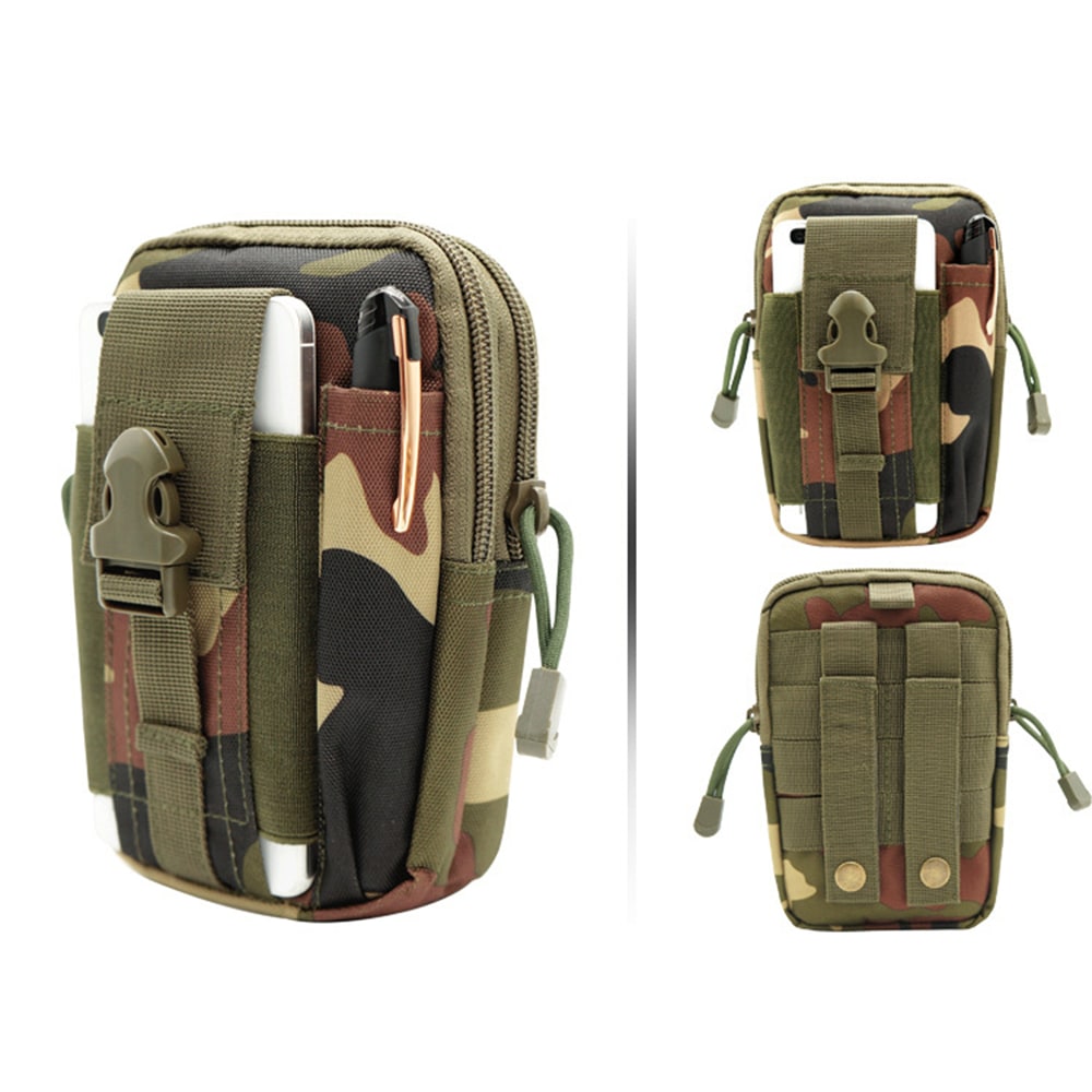 Waist Bag Molle Tactical Pack Bag Waterproof Travel Belt Clip Phone Pouch Case- Dark Khaki