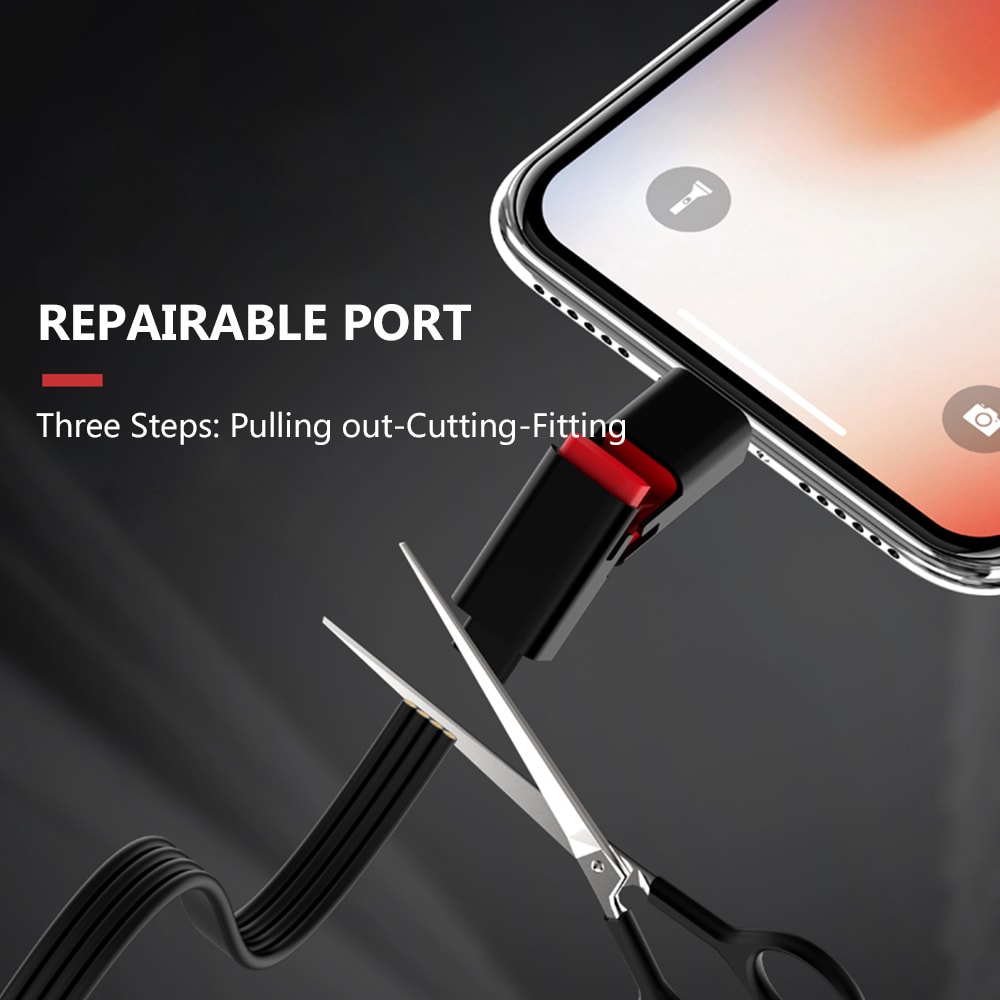 Repairable Charge Cable for iPhone Quick Charging Line 1.5 M- Black