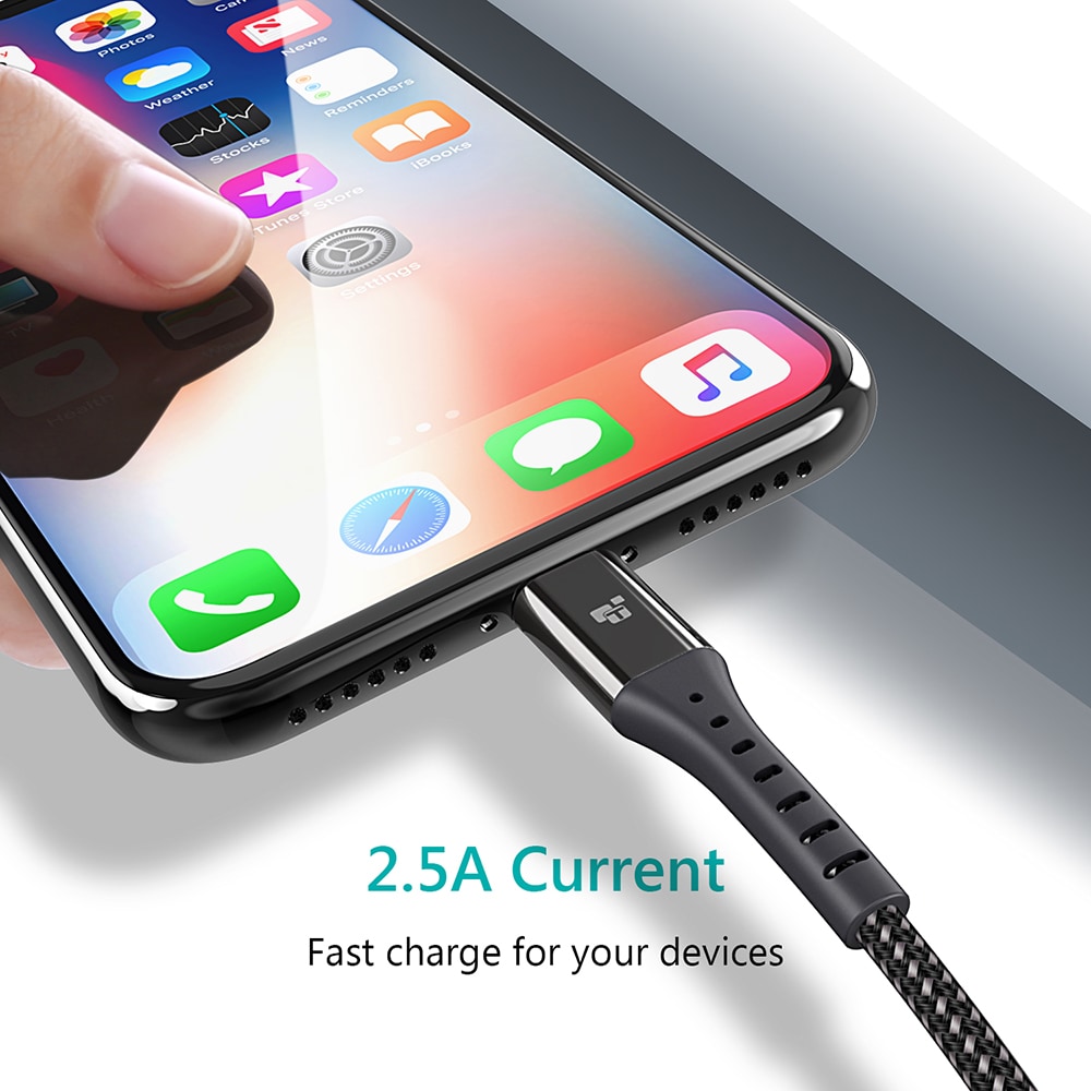 TIEGEM USB Charger Cable for iPhone X XS Cable Fast Charger for iPhone 6 6s 7 8- Black 1M