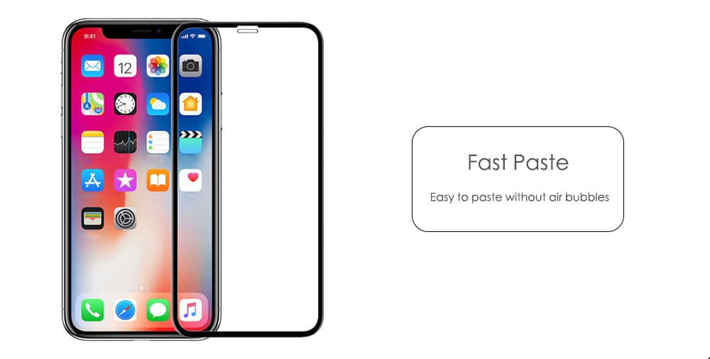 Tempered Glass 9H Full Screen Protector for iPhone X- Black