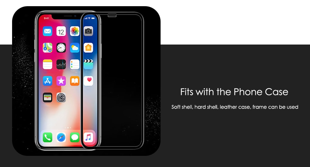 Tempered Glass 9H Full Screen Protector for iPhone X- Black