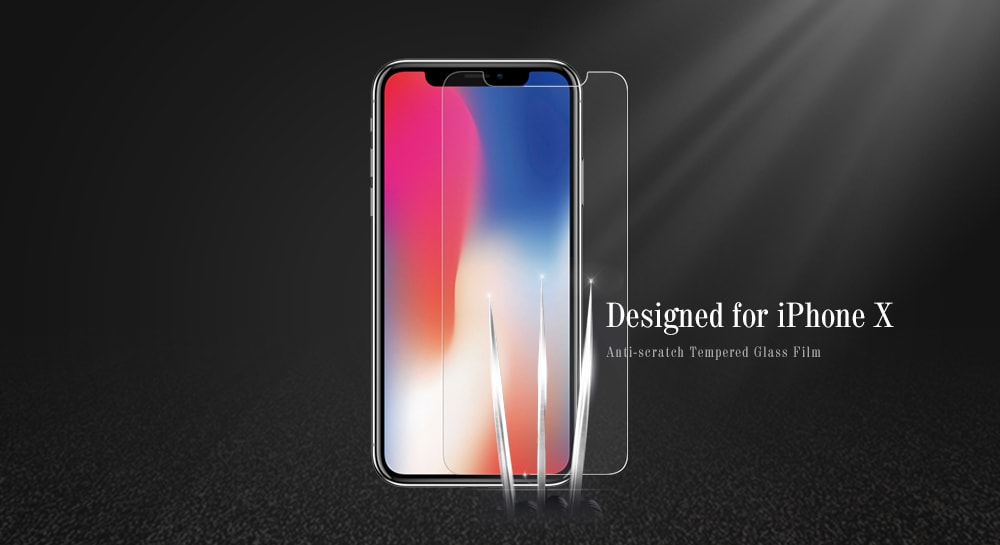 TOCHIC 9H Hardness Tempered Glass Screen Film for iPhone X- Transparent